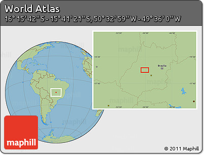 Savanna Style Location Map of the Area around 15° 58' 32" S, 50° 4' 30" W