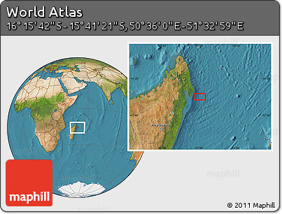 Satellite Location Map of the Area around 15° 58' 32" S, 51° 4' 30" E
