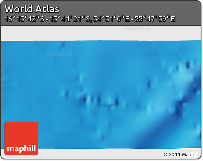 Shaded Relief 3D Map of the Area around 15° 58' 32" S, 55° 19' 30" E