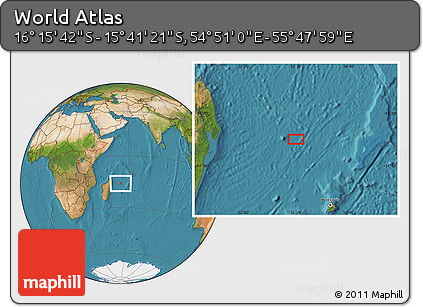 Satellite Location Map of the Area around 15° 58' 32" S, 55° 19' 30" E