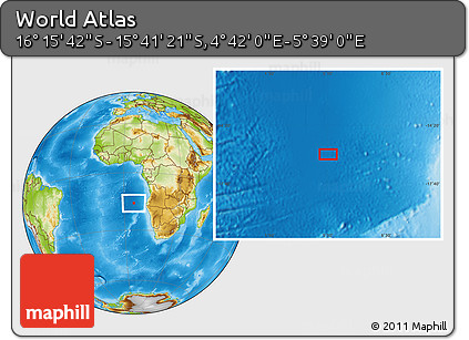 Physical Location Map of the Area around 15° 58' 32" S, 5° 10' 30" E