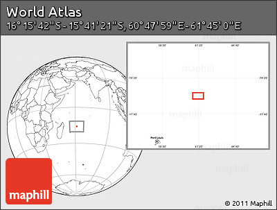 Blank Location Map of the Area around 15° 58' 32" S, 61° 16' 29" E