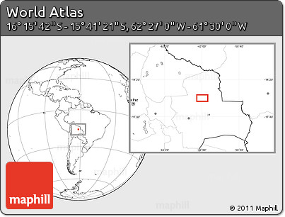 Blank Location Map of the Area around 15° 58' 32" S, 61° 58' 30" W