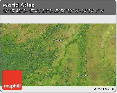 Satellite 3D Map of the Area around 15° 58' 32" S, 65° 22' 30" W
