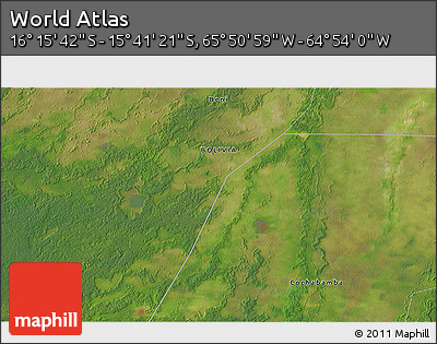 Satellite 3D Map of the Area around 15° 58' 32" S, 65° 22' 30" W