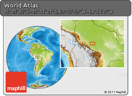 Physical Location Map of the Area around 15° 58' 32" S, 65° 22' 30" W