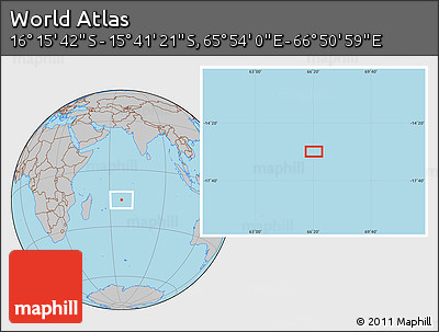 Gray Location Map of the Area around 15° 58' 32" S, 66° 22' 30" E