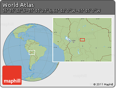 Savanna Style Location Map of the Area around 15° 58' 32" S, 66° 13' 29" W