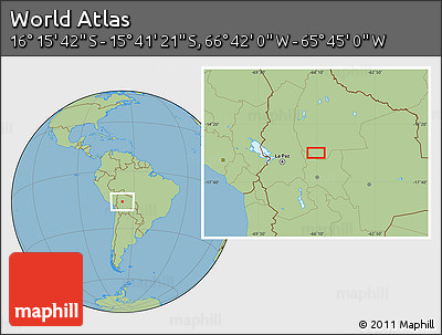 Savanna Style Location Map of the Area around 15° 58' 32" S, 66° 13' 29" W