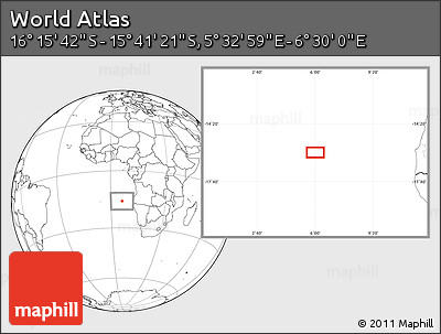 Blank Location Map of the Area around 15° 58' 32" S, 6° 1' 30" E