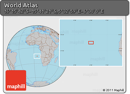 Gray Location Map of the Area around 15° 58' 32" S, 6° 1' 30" E