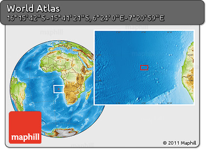 Physical Location Map of the Area around 15° 58' 32" S, 6° 52' 30" E