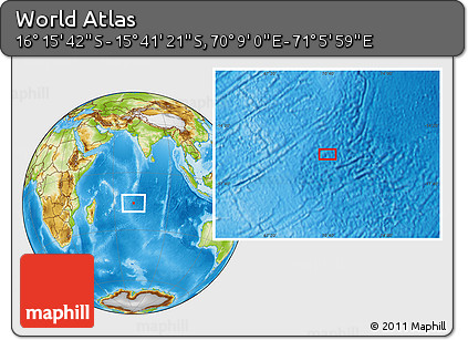 Physical Location Map of the Area around 15° 58' 32" S, 70° 37' 30" E