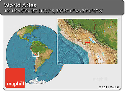 Satellite Location Map of the Area around 15° 58' 32" S, 70° 28' 29" W