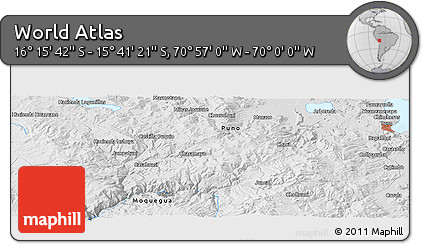 Physical Panoramic Map of the Area around 15° 58' 32" S, 70° 28' 29" W