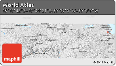 Physical Panoramic Map of the Area around 15° 58' 32" S, 70° 28' 29" W