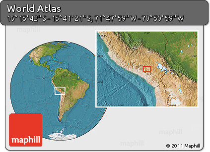 Satellite Location Map of the Area around 15° 58' 32" S, 71° 19' 29" W