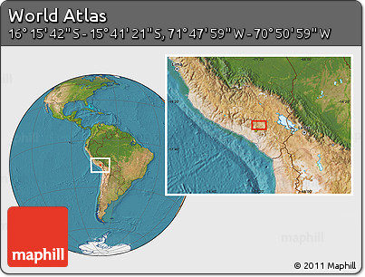 Satellite Location Map of the Area around 15° 58' 32" S, 71° 19' 29" W