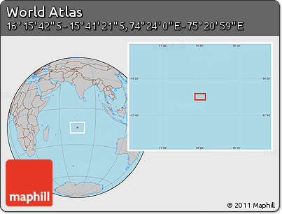 Gray Location Map of the Area around 15° 58' 32" S, 74° 52' 30" E