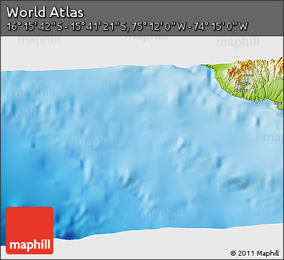 Physical 3D Map of the Area around 15° 58' 32" S, 74° 43' 29" W