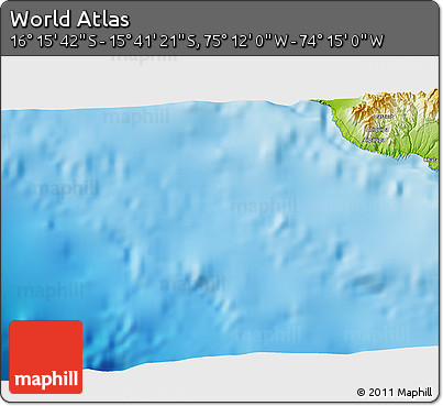 Physical 3D Map of the Area around 15° 58' 32" S, 74° 43' 29" W