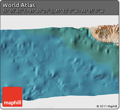 Satellite 3D Map of the Area around 15° 58' 32" S, 74° 43' 29" W