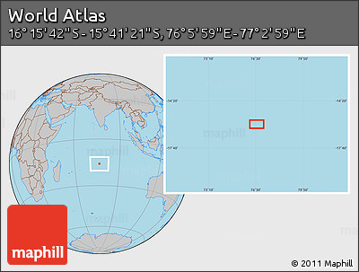 Gray Location Map of the Area around 15° 58' 32" S, 76° 34' 29" E