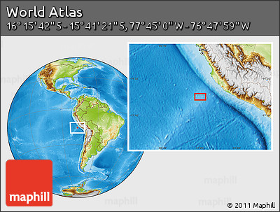 Physical Location Map of the Area around 15° 58' 32" S, 77° 16' 30" W