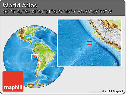 Physical Location Map of the Area around 15° 58' 32" S, 77° 16' 30" W