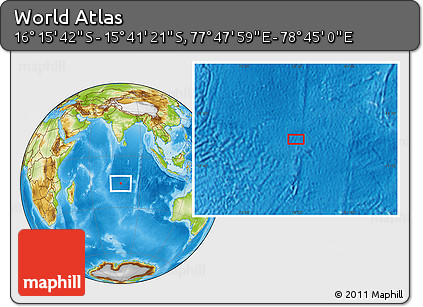 Physical Location Map of the Area around 15° 58' 32" S, 78° 16' 30" E