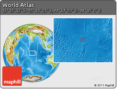 Physical Location Map of the Area around 15° 58' 32" S, 78° 16' 30" E