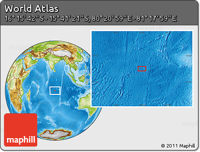 Physical Location Map of the Area around 15° 58' 32" S, 80° 49' 29" E
