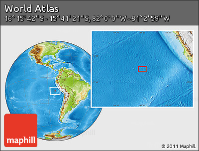 Physical Location Map of the Area around 15° 58' 32" S, 81° 31' 30" W