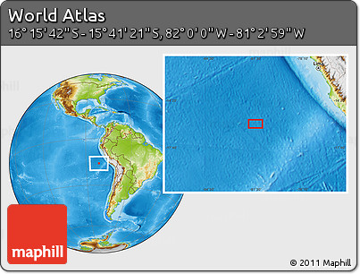 Physical Location Map of the Area around 15° 58' 32" S, 81° 31' 30" W