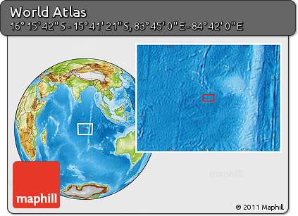Physical Location Map of the Area around 15° 58' 32" S, 84° 13' 29" E