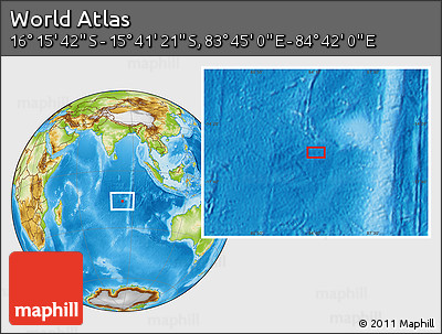 Physical Location Map of the Area around 15° 58' 32" S, 84° 13' 29" E
