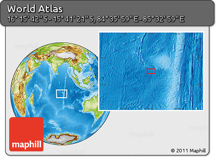 Physical Location Map of the Area around 15° 58' 32" S, 85° 4' 29" E