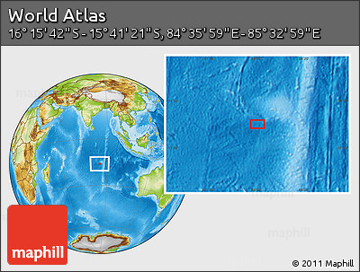 Physical Location Map of the Area around 15° 58' 32" S, 85° 4' 29" E