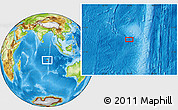 Physical Location Map of the area around 15° 58' 32" S, 85° 55' 30" E
