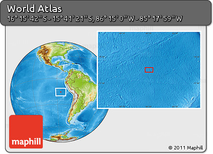 Physical Location Map of the Area around 15° 58' 32" S, 85° 46' 30" W