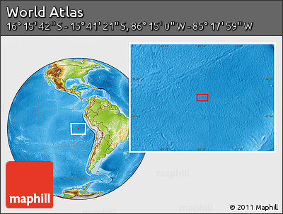 Physical Location Map of the Area around 15° 58' 32" S, 85° 46' 30" W