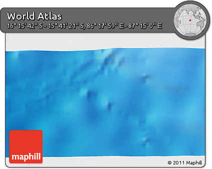 Physical 3D Map of the Area around 15° 58' 32" S, 86° 46' 30" E