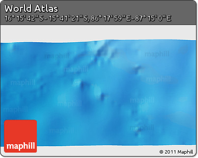 Physical 3D Map of the Area around 15° 58' 32" S, 86° 46' 30" E