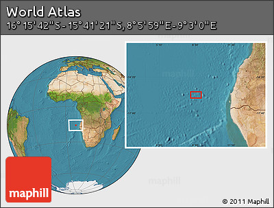 Satellite Location Map of the Area around 15° 58' 32" S, 8° 34' 29" E