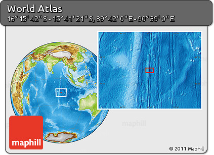 Physical Location Map of the Area around 15° 58' 32" S, 90° 10' 30" E