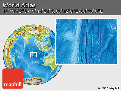 Physical Location Map of the Area around 15° 58' 32" S, 90° 10' 30" E