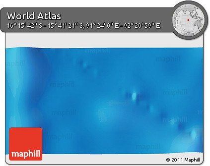 Shaded Relief 3D Map of the Area around 15° 58' 32" S, 91° 52' 30" E