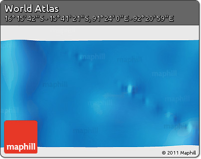 Shaded Relief 3D Map of the Area around 15° 58' 32" S, 91° 52' 30" E
