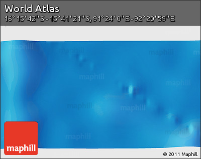 Shaded Relief 3D Map of the Area around 15° 58' 32" S, 91° 52' 30" E