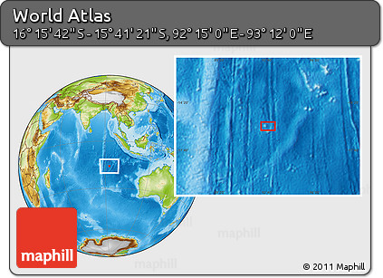 Physical Location Map of the Area around 15° 58' 32" S, 92° 43' 29" E
